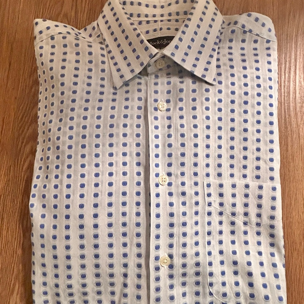 Bullock and Jones Men's Blue Patterned Shirt